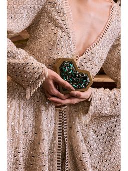 Anaar - Green Liza Slingette Embellished Clutch
