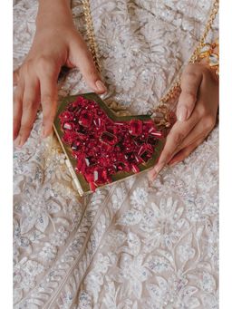 Anaar - Red Scarlet Slingette Embellished Clutch