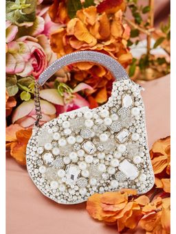 Anaar - White Boss lady Annette Embellished Clutch