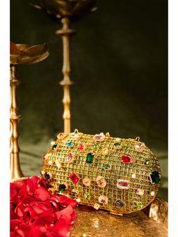 Anaar - Green Ophelia Embellished Clutch