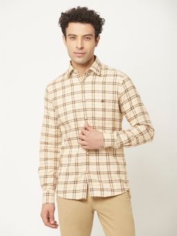 CRIMSOUNE CLUB - Men Cream Shirt in Tartan Checks