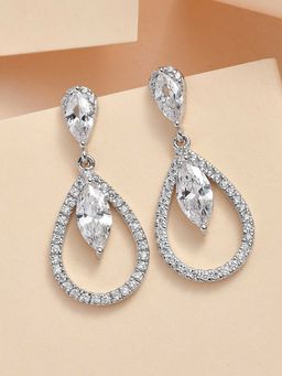 Ornate Jewels - 925 Silver American Diamond Dangle Earring For Women & Girls (One Size)