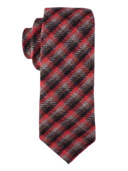 The Tie Hub - Red with Black Checks Wool Necktie