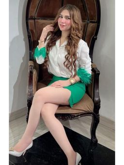 Loveable Creations By Muskan - Green Feather Sleeve Shirt
