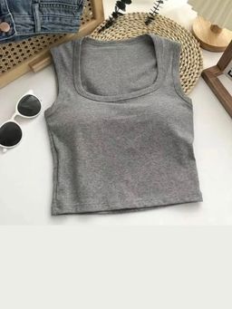 Loveable Creations By Muskan - Grey Lovito Tank Top with Inbuilt Bra