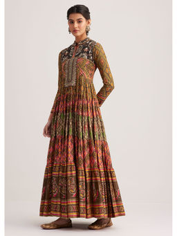 KALKI FASHION - Multi-Colour Silk Patola Print Anarkali Kurta