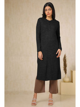 Soch - Women's Black Woven Design Winter Kurta