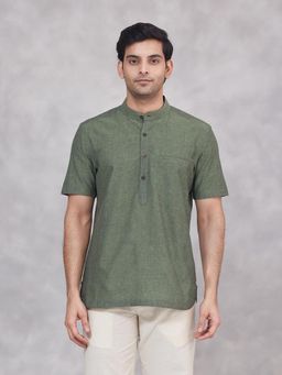 Fabindia - Green Cotton Mid Placket Shirt