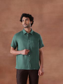Fabindia - Green Linen Bush Shirt