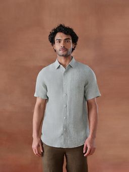 Fabindia - Green Linen Slim Fit Shirt