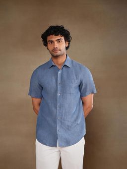 Fabindia - Blue Linen Slim Fit Shirt