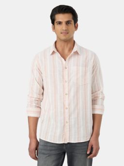 Pepe Jeans - Pink Striped Mens Long Sleeves Shirt