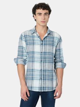 Pepe Jeans - Blue Checked Mens Long Sleeves Shirt