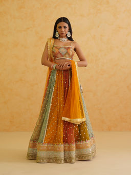 Deepika Chadha - Multi Coloured Lehenga with Blouse and Dupatta (Set of 3)