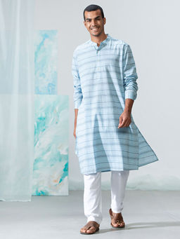 Fabindia - Cotton Nagari Striped Long Kurta With Cuff