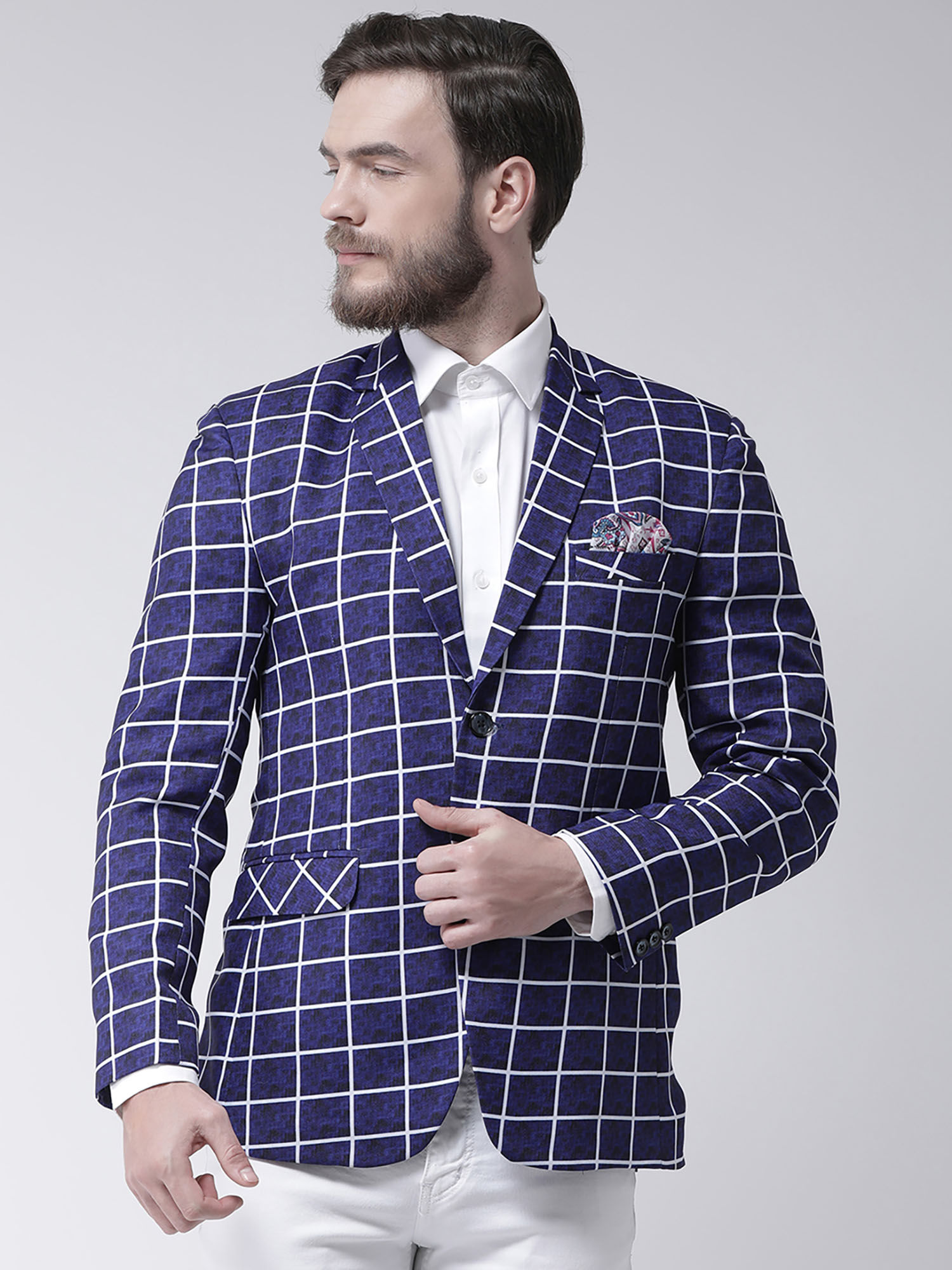 Buy HANGUP Blue Checks Casual Blazer 