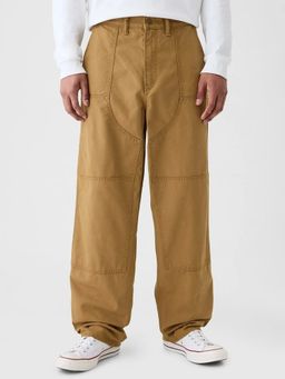 GAP - Men Beige Mid-Rise Wide-Leg Jeans