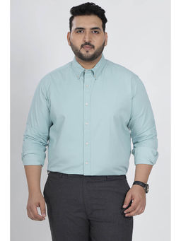 Snitch - Light Green Plain Full Sleeves Regular Casual Plus Size Shirt