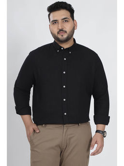 Snitch - Black Solid Full Sleeves Regular Casual Plus Size Shirt