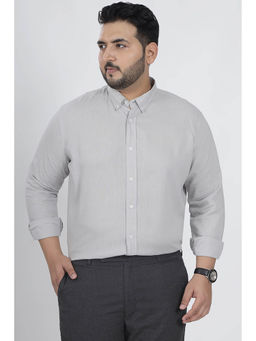 Snitch - Grey Solid Full Sleeves Regular Casual Plus Size Shirt