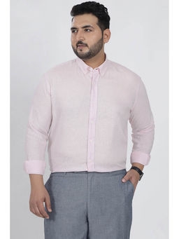 Snitch - Pastel Pink Solid Full Sleeves Regular Casual Plus Size Shirt