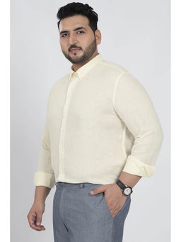 Snitch - Light Yellow Solid Full Sleeves Regular Casual Plus Size Shirt