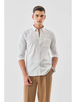 Snitch - Beige Stripes Full Sleeves Slim Formal Shirt