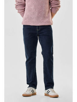 Snitch - Dark Blue Washed Comfort Fit Casual Jeans