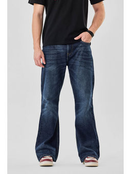 Snitch - Dark Blue Washed Flare Fit Casual Jeans