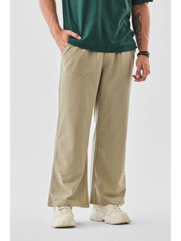 Snitch - Beige Plain Relaxed Casual Trouser
