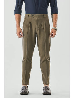 Snitch - Olive Solid Straight Formal Trouser
