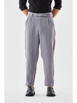 Snitch - Grey Solid Regular Formal Trouser