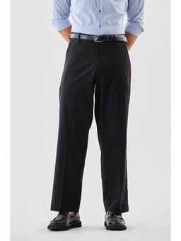 Snitch - Black Solid Regular Formal Trouser