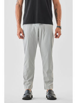 Snitch - Light Grey Solid Slim Casual Trouser