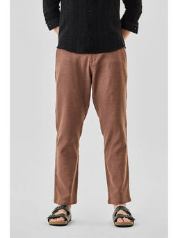 Snitch - Brown Solid Relaxed Casual Trouser