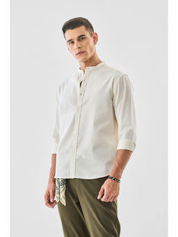 Snitch - Off White Solid Full Sleeves Regular Casual Shirt
