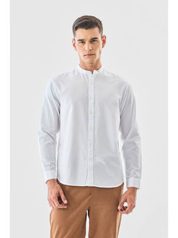 Snitch - White Solid Full Sleeves Regular Casual Shirt