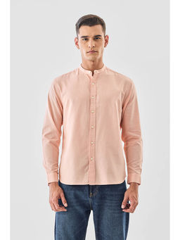 Snitch - Peach Solid Full Sleeves Regular Casual Shirt