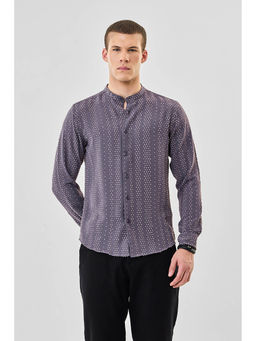 Snitch - Grey Textured Full Sleeves Slim Casual Shirt