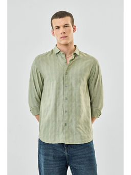 Snitch - Light Green Textured Full Sleeves Regular Casual Shirt