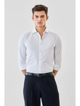 Snitch - White Solid Full Sleeves Slim Formal Shirt