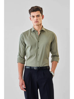 Snitch - Olive Solid Full Sleeves Slim Formal Shirt