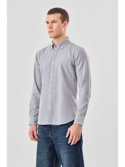 Snitch - Grey Micro Check Full Sleeves Slim Casual Shirt