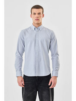 Snitch - Light Blue Micro Check Full Sleeves Slim Casual Shirt