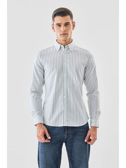 Snitch - White Stripes Full Sleeves Slim Casual Shirt