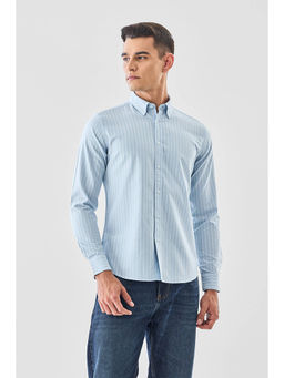 Snitch - Sky Blue Stripes Full Sleeves Slim Casual Shirt