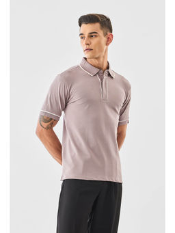 Snitch - Mauve Solid Half Sleeves Regular Casual Polo T-Shirt