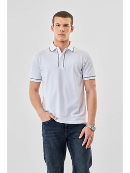 Snitch - White Solid Half Sleeves Regular Casual Polo T-Shirt