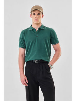Snitch - Dark Green Solid Half Sleeves Regular Casual Polo T-Shirt