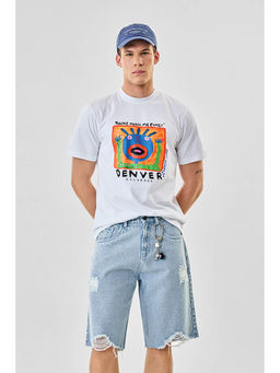 Snitch - White Graphic Half Sleeves Regular Casual T-Shirt